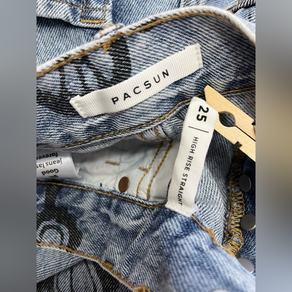 PacSun sz 25 Eco Butterfly Fairy High Waisted Straight Leg Grunge punk jeans - Picture 3 of 9